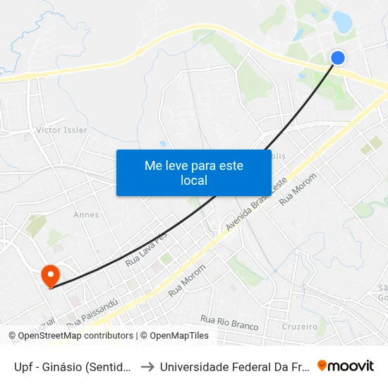 Upf - Ginásio (Sentido Centro) to Universidade Federal Da Fronteira Sul map