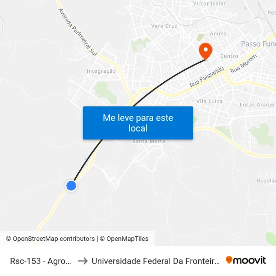 Rsc-153 - Agrogan to Universidade Federal Da Fronteira Sul map