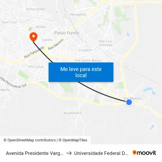 Avenida Presidente Vargas, 8521-8567 to Universidade Federal Da Fronteira Sul map