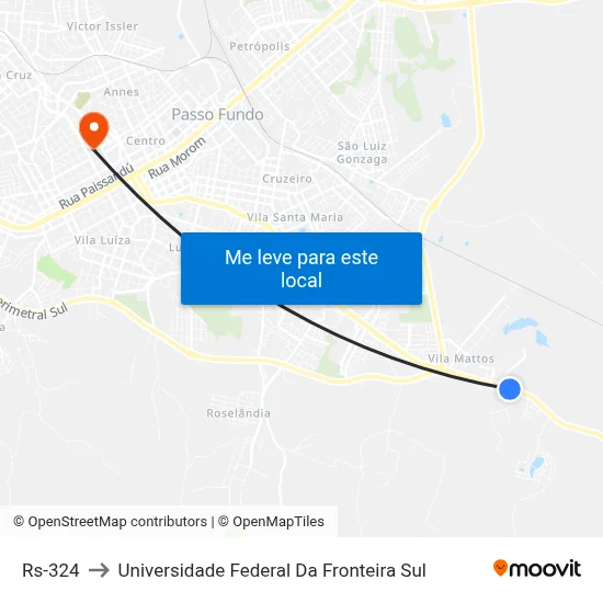 Rs-324 to Universidade Federal Da Fronteira Sul map