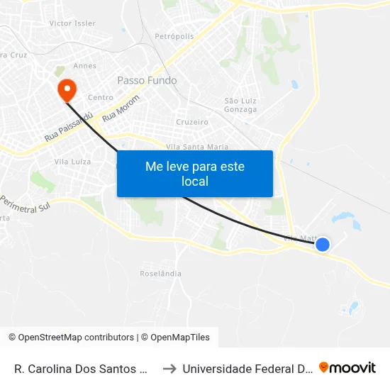 R. Carolina Dos Santos Moliterno, 75-177 to Universidade Federal Da Fronteira Sul map