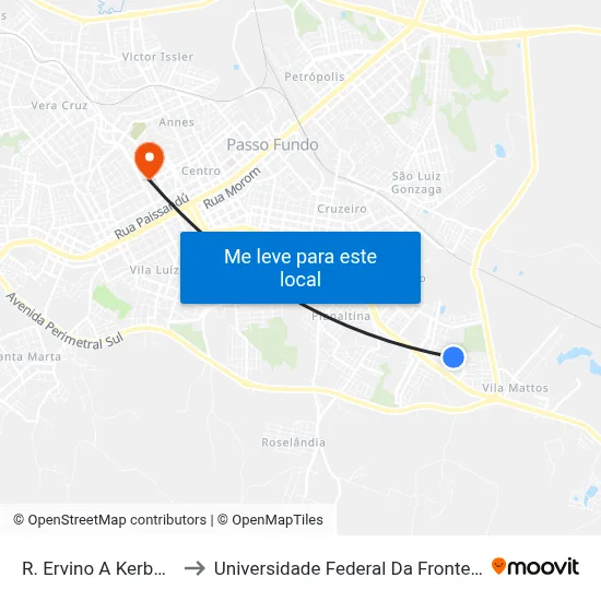 R. Ervino A Kerber, 59 to Universidade Federal Da Fronteira Sul map