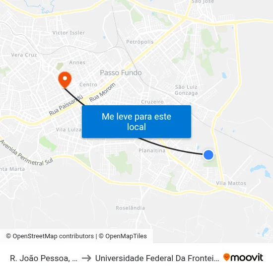R. João Pessoa, 477 to Universidade Federal Da Fronteira Sul map