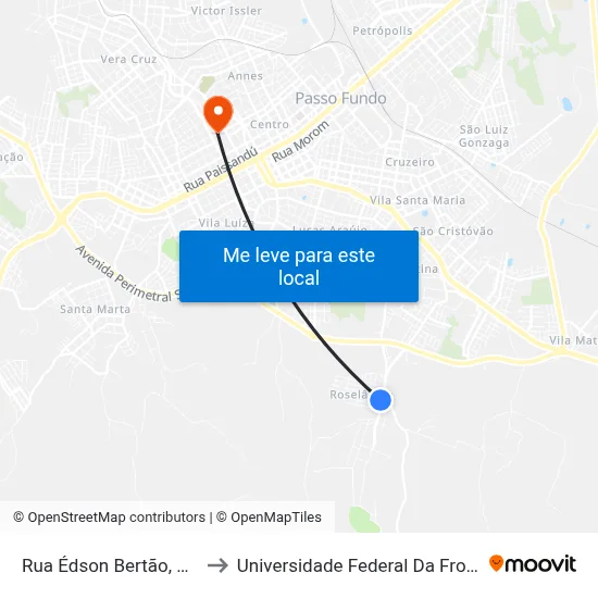 Rua Édson Bertão, 730-934 to Universidade Federal Da Fronteira Sul map