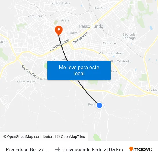 Rua Édson Bertão, 730-934 to Universidade Federal Da Fronteira Sul map