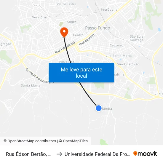 Rua Édson Bertão, 133-325 to Universidade Federal Da Fronteira Sul map