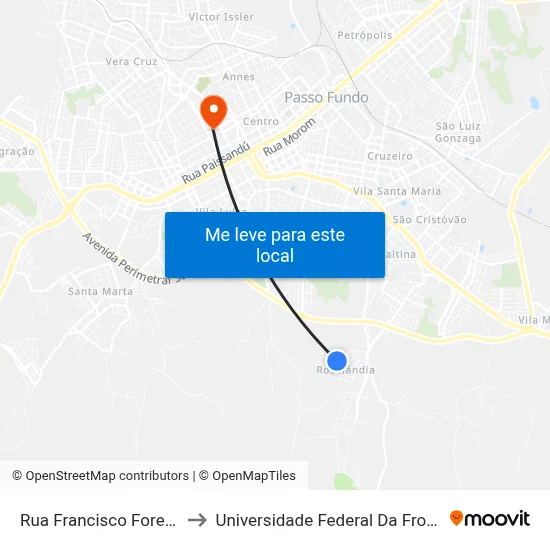 Rua Francisco Foresti, 493 to Universidade Federal Da Fronteira Sul map