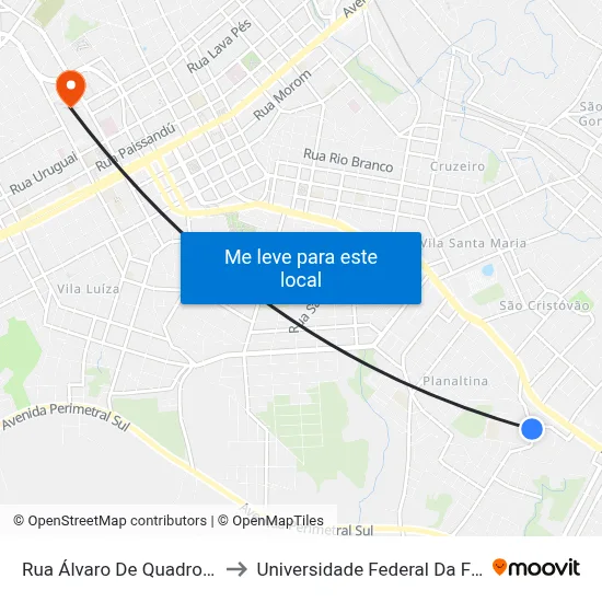 Rua Álvaro De Quadros, 546-684 to Universidade Federal Da Fronteira Sul map