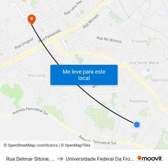 Rua Delmar Sitone, 73-149 to Universidade Federal Da Fronteira Sul map