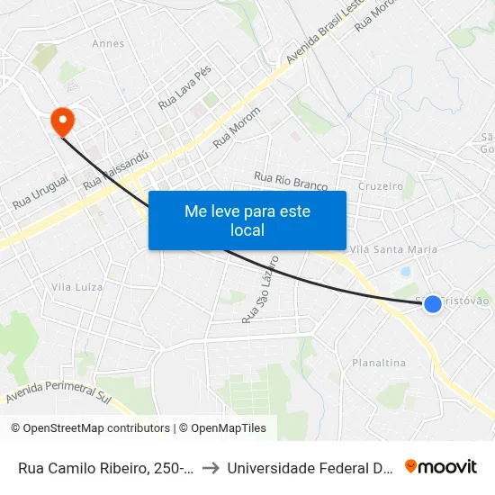 Rua Camilo Ribeiro, 250-324 - Semeato to Universidade Federal Da Fronteira Sul map
