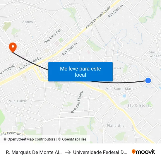 R. Marquês De Monte Alegre, 301-415 to Universidade Federal Da Fronteira Sul map