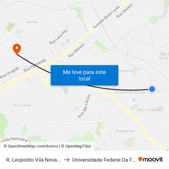 R. Leopoldo Vila Nova, 925-1137 to Universidade Federal Da Fronteira Sul map