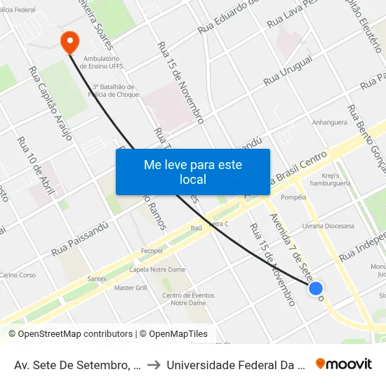 Av. Sete De Setembro, 4052-4160 to Universidade Federal Da Fronteira Sul map