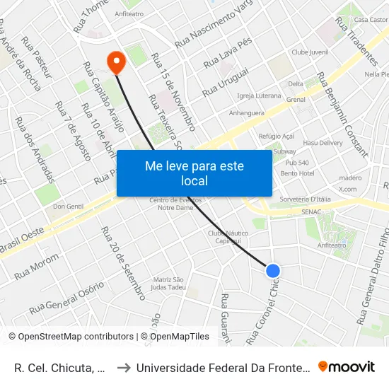 R. Cel. Chicuta, 1075 to Universidade Federal Da Fronteira Sul map