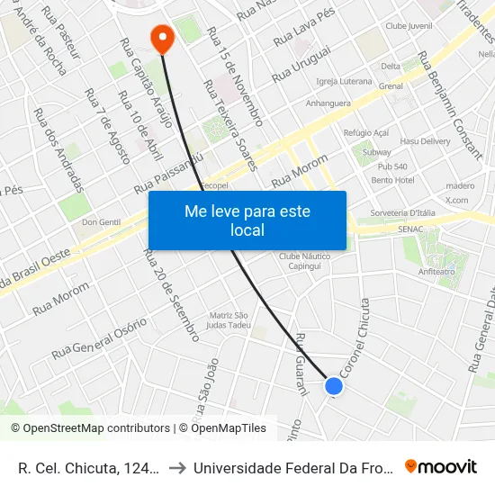 R. Cel. Chicuta, 1240-1350 to Universidade Federal Da Fronteira Sul map