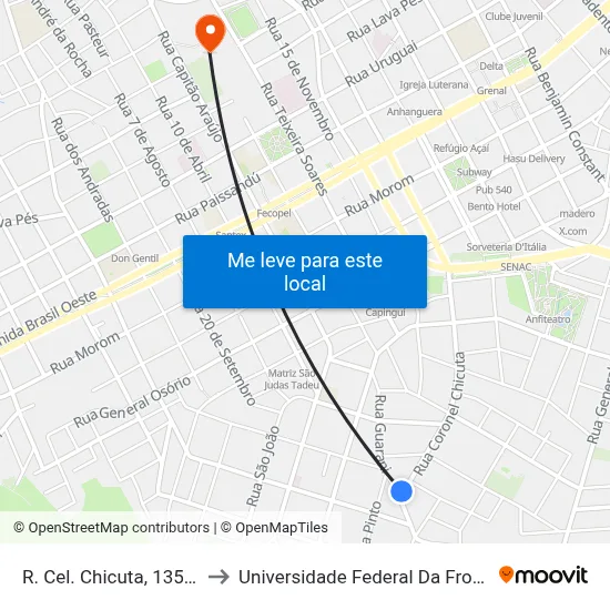 R. Cel. Chicuta, 1350-1420 to Universidade Federal Da Fronteira Sul map