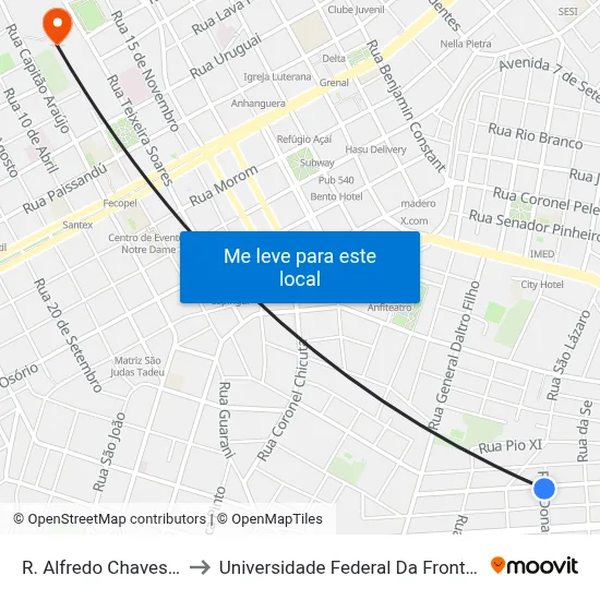R. Alfredo Chaves, 389 to Universidade Federal Da Fronteira Sul map