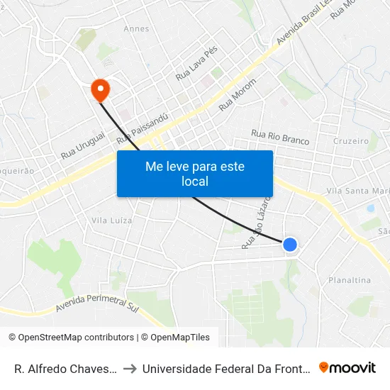 R. Alfredo Chaves, 852 to Universidade Federal Da Fronteira Sul map