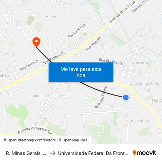 R. Minas Gerais, 1962 to Universidade Federal Da Fronteira Sul map