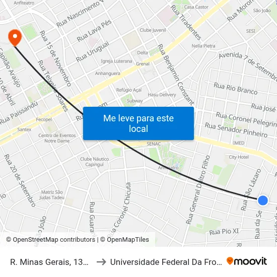 R. Minas Gerais, 1369-1407 to Universidade Federal Da Fronteira Sul map