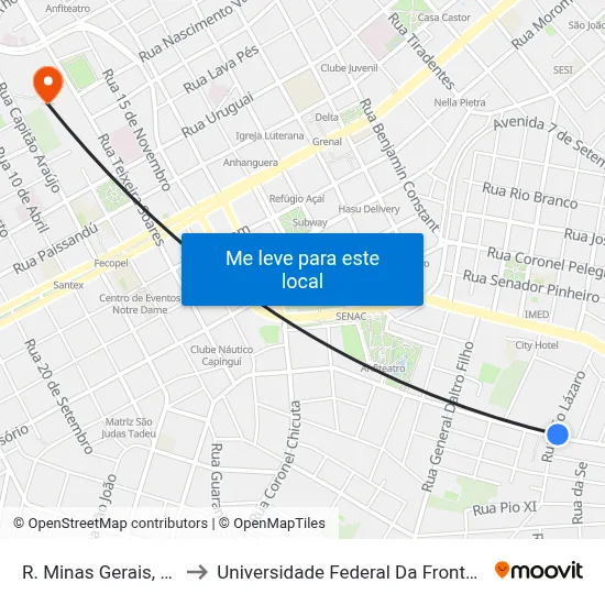 R. Minas Gerais, 1220 to Universidade Federal Da Fronteira Sul map