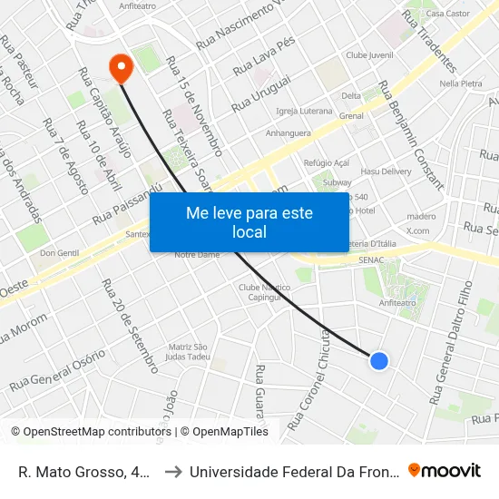 R. Mato Grosso, 421-429 to Universidade Federal Da Fronteira Sul map