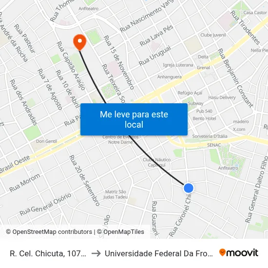 R. Cel. Chicuta, 1074-1128 to Universidade Federal Da Fronteira Sul map