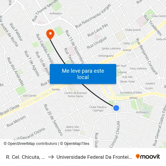 R. Cel. Chicuta, 888 to Universidade Federal Da Fronteira Sul map