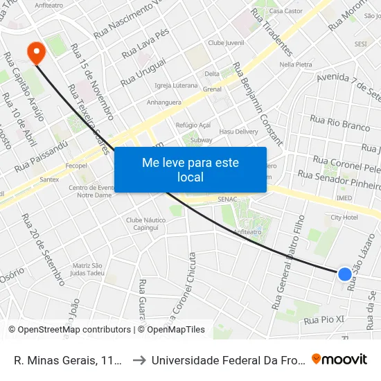 R. Minas Gerais, 1121-1225 to Universidade Federal Da Fronteira Sul map