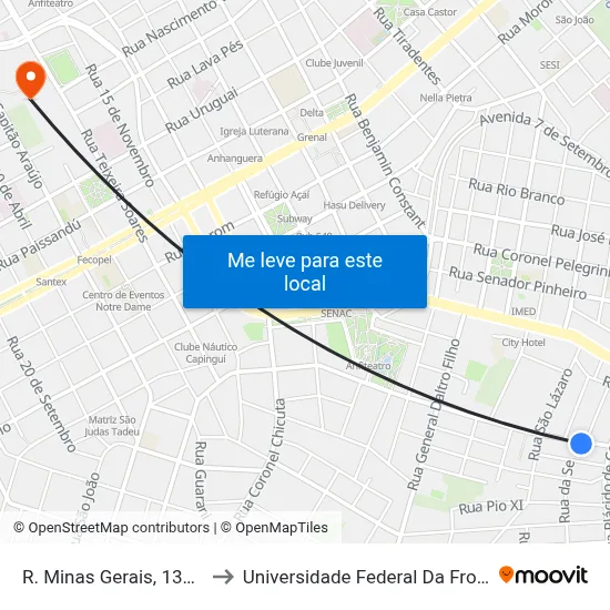 R. Minas Gerais, 1370-1408 to Universidade Federal Da Fronteira Sul map