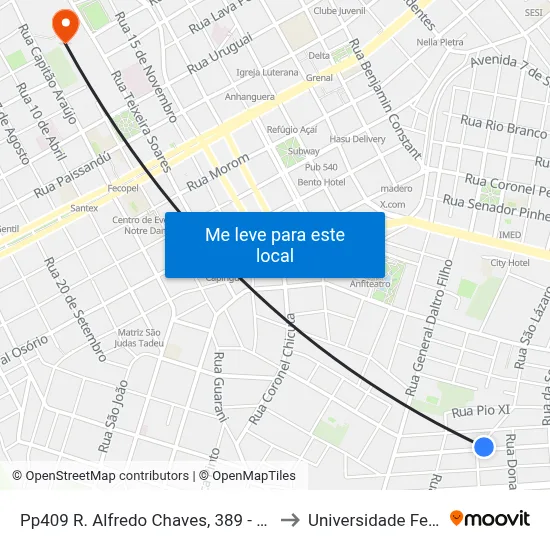 Pp409 R. Alfredo Chaves, 389 - Vila Lucas Araujo(Em Frente Casa 842) to Universidade Federal Da Fronteira Sul map