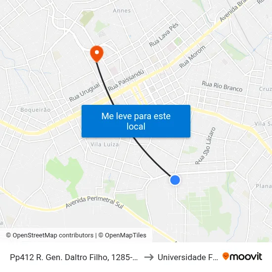 Pp412 R. Gen. Daltro Filho, 1285-1375 - Vila Lucas Araujo(Em Frente Casa 1202) to Universidade Federal Da Fronteira Sul map