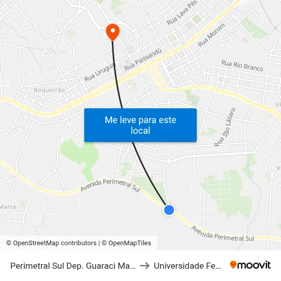 Perimetral Sul Dep. Guaraci Marinho - Cemitério Jardim Da Colina to Universidade Federal Da Fronteira Sul map