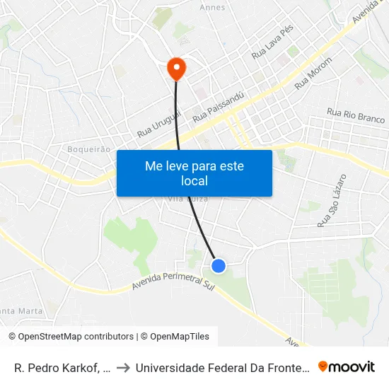 R. Pedro Karkof, 271 to Universidade Federal Da Fronteira Sul map