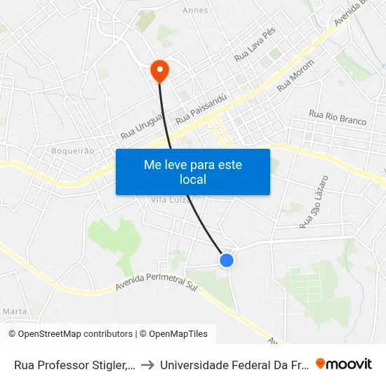Rua Professor Stigler, 179-243 to Universidade Federal Da Fronteira Sul map