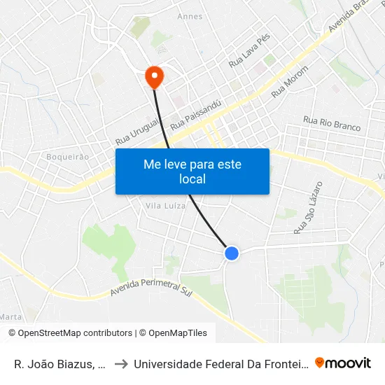 R. João Biazus, 1-33 to Universidade Federal Da Fronteira Sul map