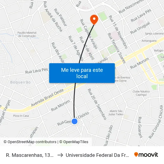 R. Mascarenhas, 1352-1414 to Universidade Federal Da Fronteira Sul map