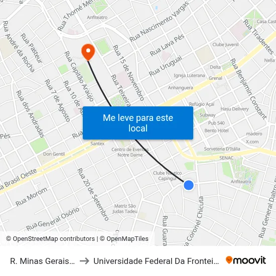 R. Minas Gerais, 84 to Universidade Federal Da Fronteira Sul map