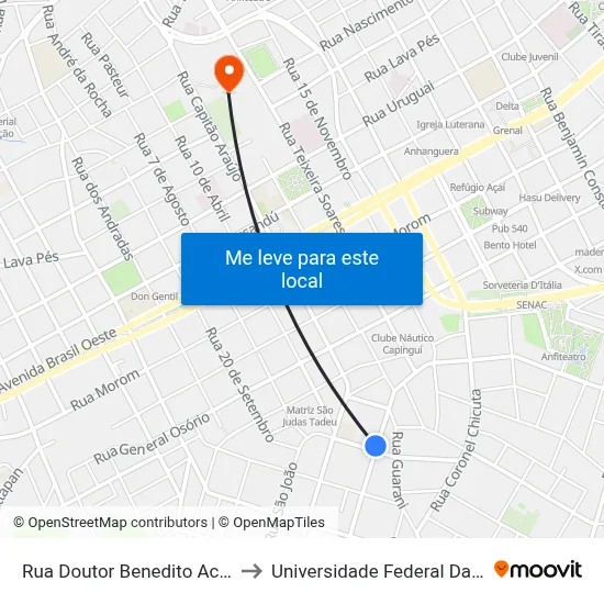 Rua Doutor Benedito Acauã, 288-458 to Universidade Federal Da Fronteira Sul map