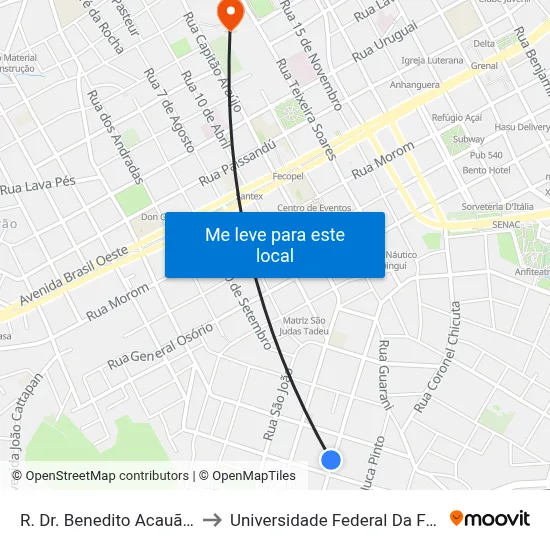 R. Dr. Benedito Acauã, 808-974 to Universidade Federal Da Fronteira Sul map