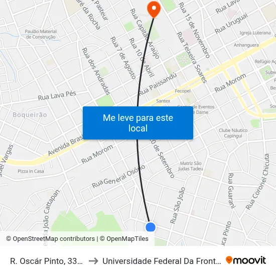 R. Oscár Pinto, 338-400 to Universidade Federal Da Fronteira Sul map