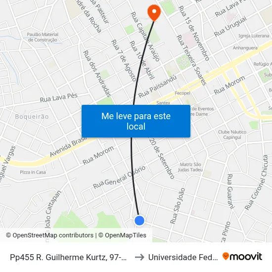 Pp455 R. Guilherme Kurtz, 97-99 - Vila Luiza(Em Frente Casa 87) to Universidade Federal Da Fronteira Sul map