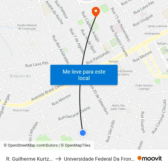 R. Guilherme Kurtz, 1066 to Universidade Federal Da Fronteira Sul map