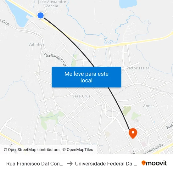 Rua Francisco Dal Conte, 506-670 to Universidade Federal Da Fronteira Sul map