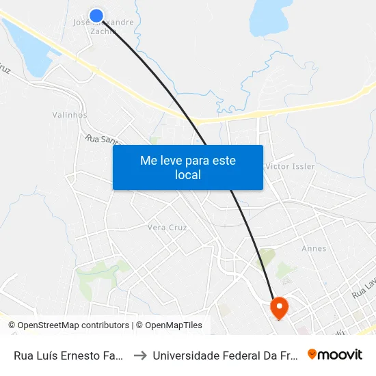 Rua Luís Ernesto Fazolo, 327 to Universidade Federal Da Fronteira Sul map