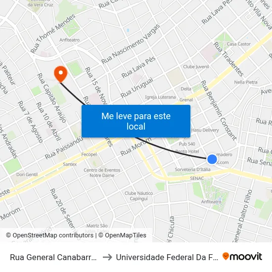 Rua General Canabarro, 696-828 to Universidade Federal Da Fronteira Sul map