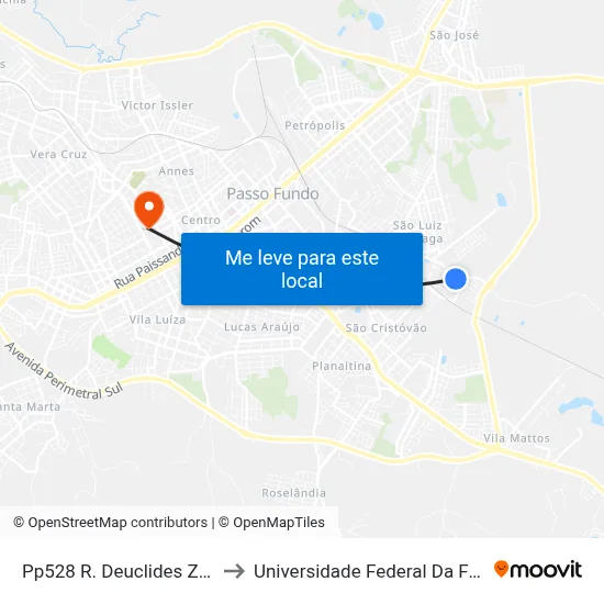 Pp528 R. Deuclides Zamanschi to Universidade Federal Da Fronteira Sul map