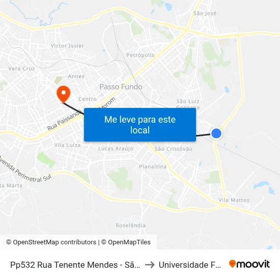 Pp532 Rua Tenente Mendes - São Cristovao(Proximo Talento Hidráulicos) to Universidade Federal Da Fronteira Sul map