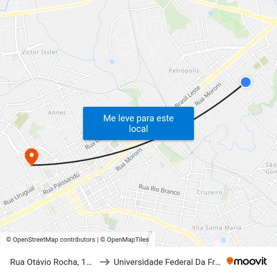 Rua Otávio Rocha, 1277-1403 to Universidade Federal Da Fronteira Sul map