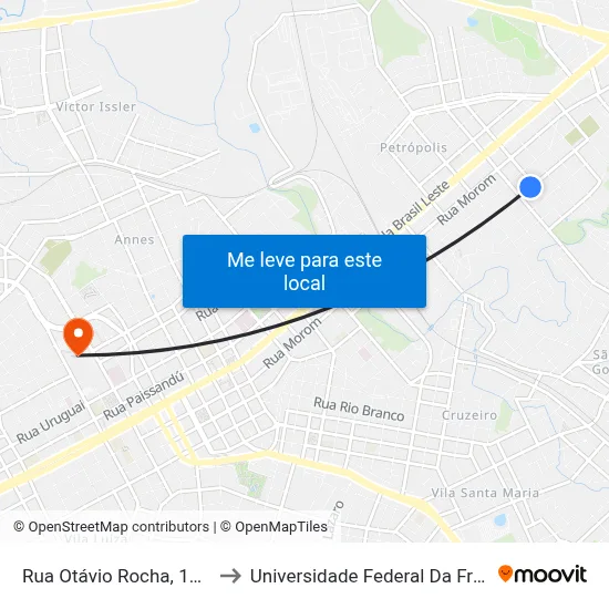 Rua Otávio Rocha, 1084-1218 to Universidade Federal Da Fronteira Sul map